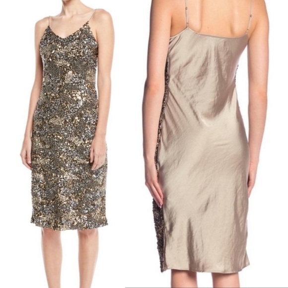 JOIE Hasana Sequin Slit Midi-Length Cocktail Slip Dress size 0 - Picture 3 of 17